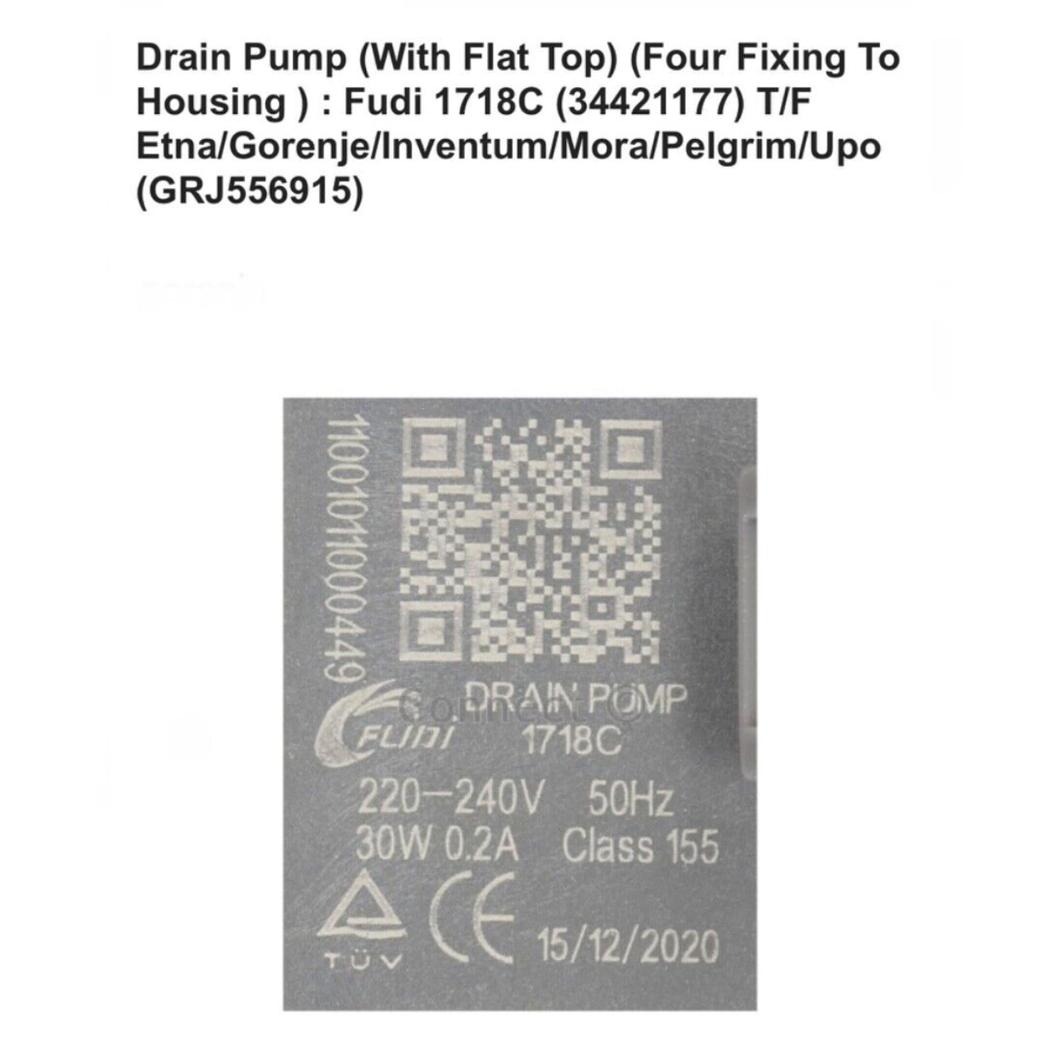 Dishwasher Drain Pump With Flat Top, for KENWOOD Fudi 1718C, KDW60B16 KDW60X15 8B