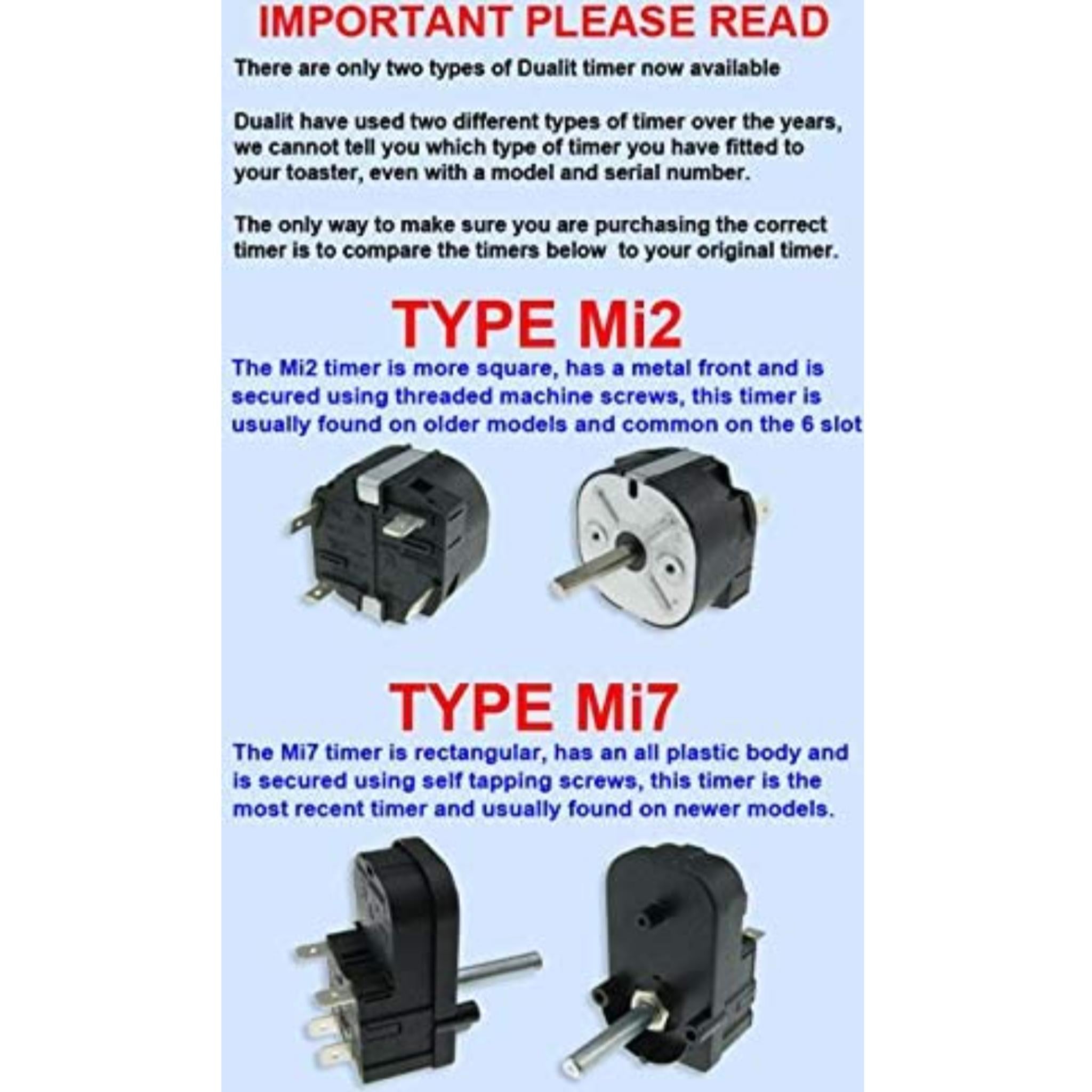 Genuine Timer Control Unit For Dualit27180, 27181, 27182 Type Mi7 Toasters Spare 4 Minute Run Back Timer