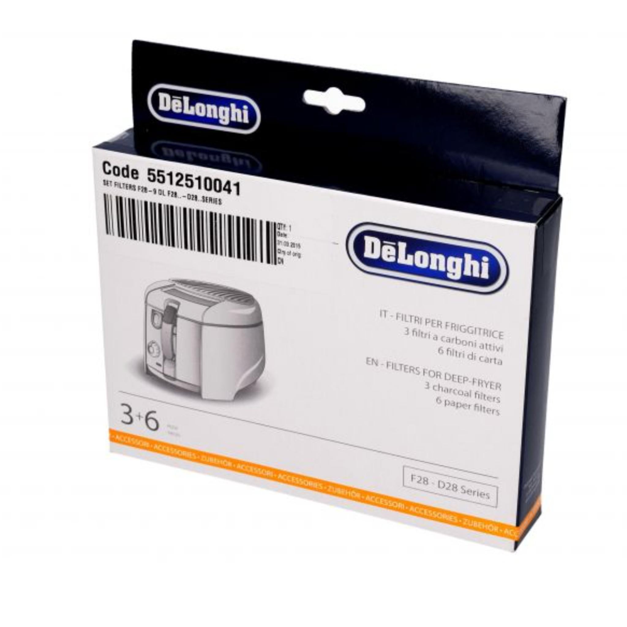 GENUINE DELONGHI F28 D28 SERIES DEEP FAT FRYER FILTERS PACK OF 6 + 3