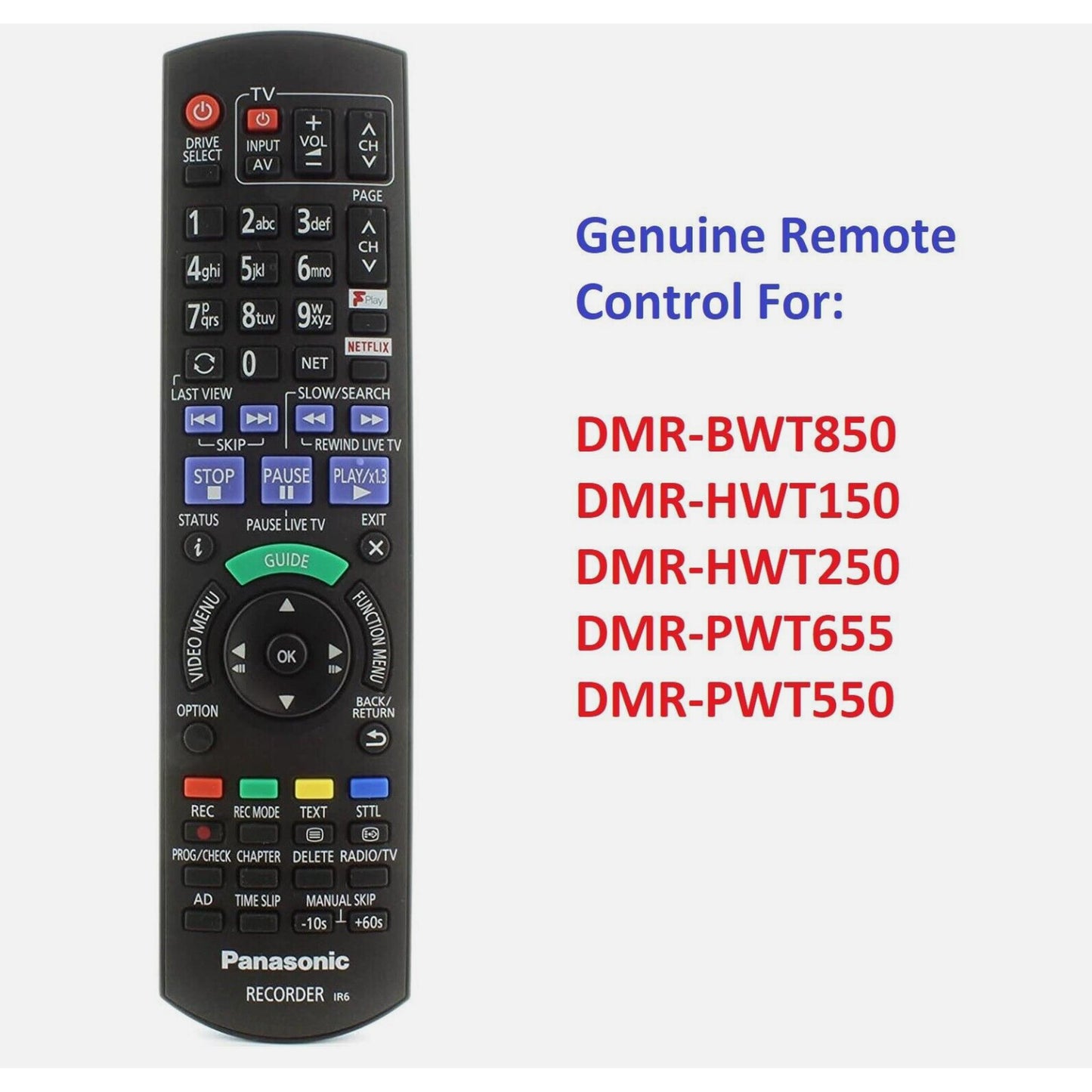 NEW GENUINE REMOTE CONTROL FOR Panasonic DMR-HWT150 DMR-HWT250 DMR-PWT655 BWT850