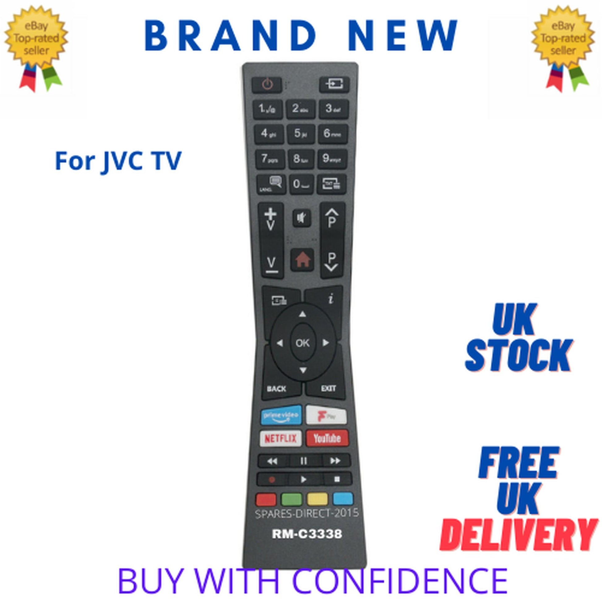 RM-C3338 Remote Control JVC RMC3338 30102235 RC43101P Smart LED TVs