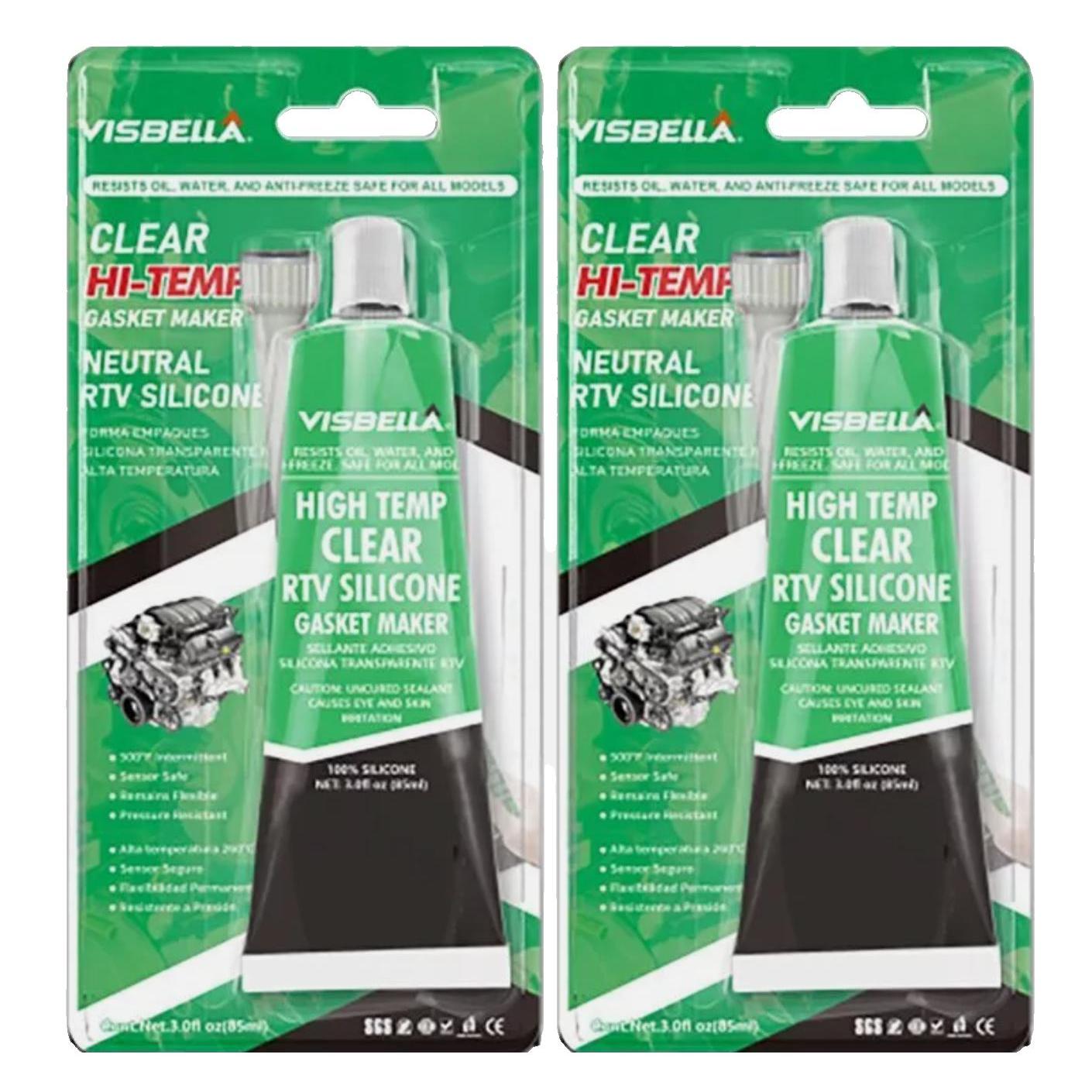 2 x RTV Silicone Instant Gasket Maker Clear High Temperature Sealant 85G Tube