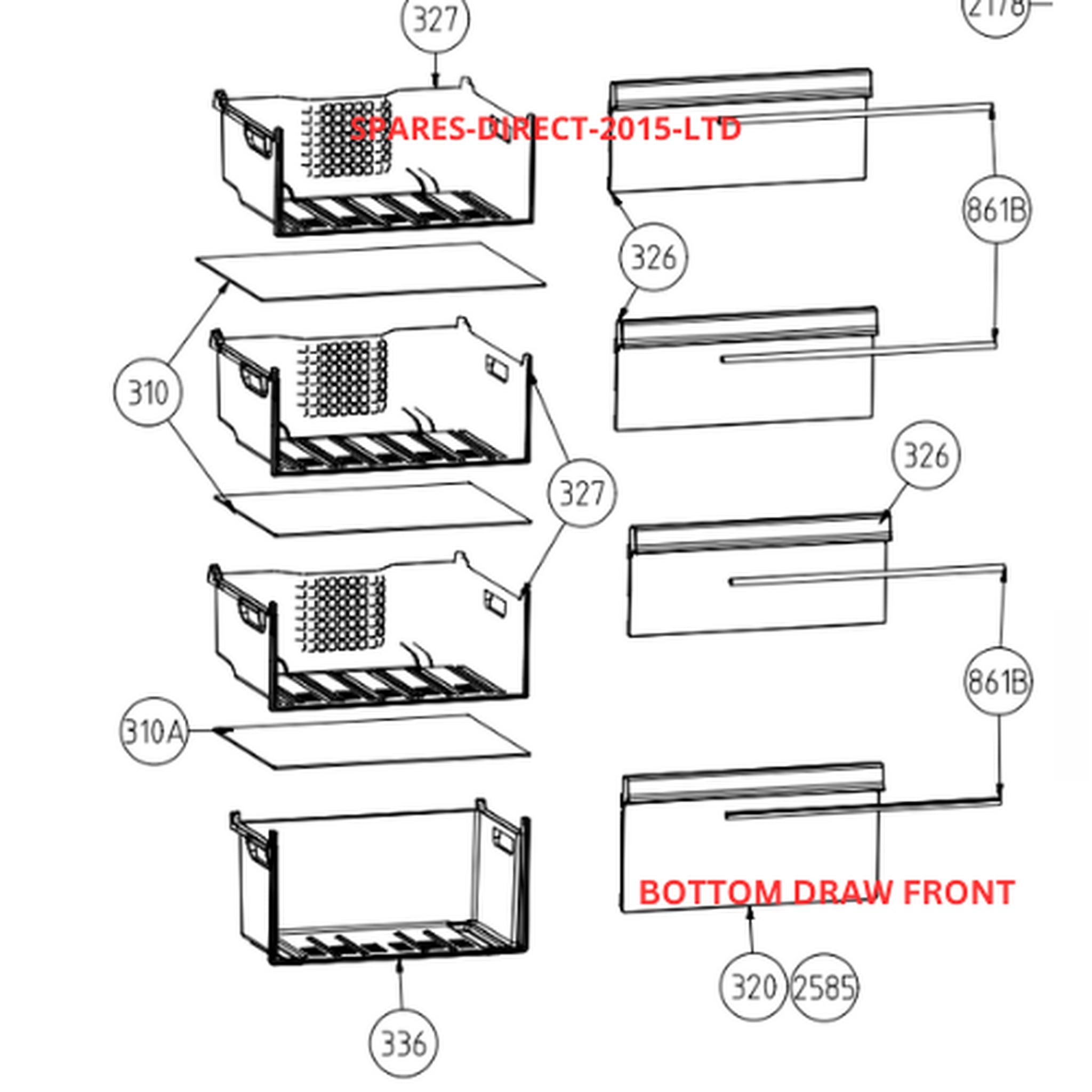 Genuine Freezer Bottom Drawer Front Flap for Beko CXFP3582DW, CXFP3582W 40CM X 21CM