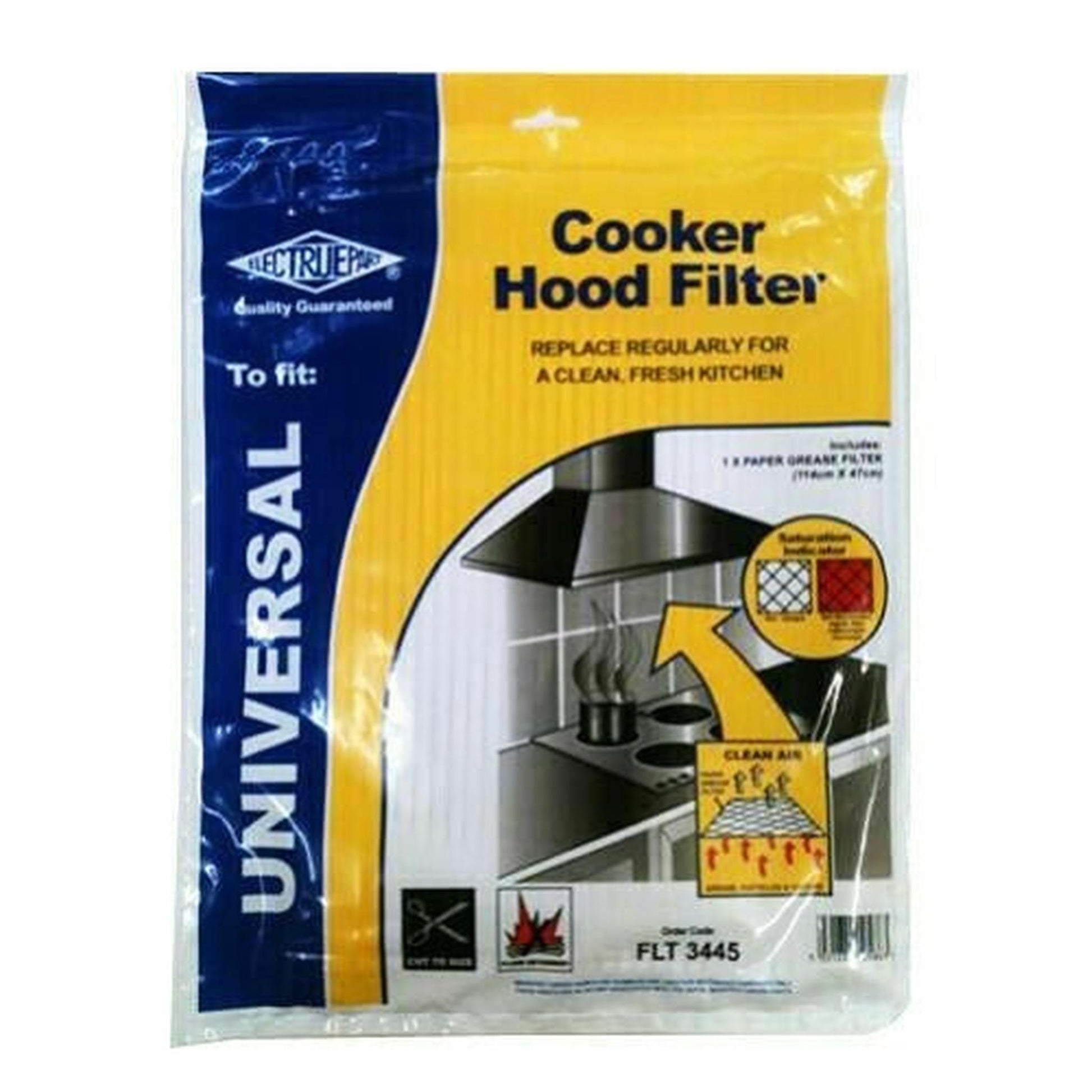 Universal Cooker Extractor Hood Grease Filter + Saturation Indicator sheet paper
