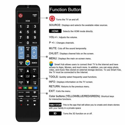 Replacement Remote Control For Samsung 3D SMART TV WORKS 2008 -2022 MODELS