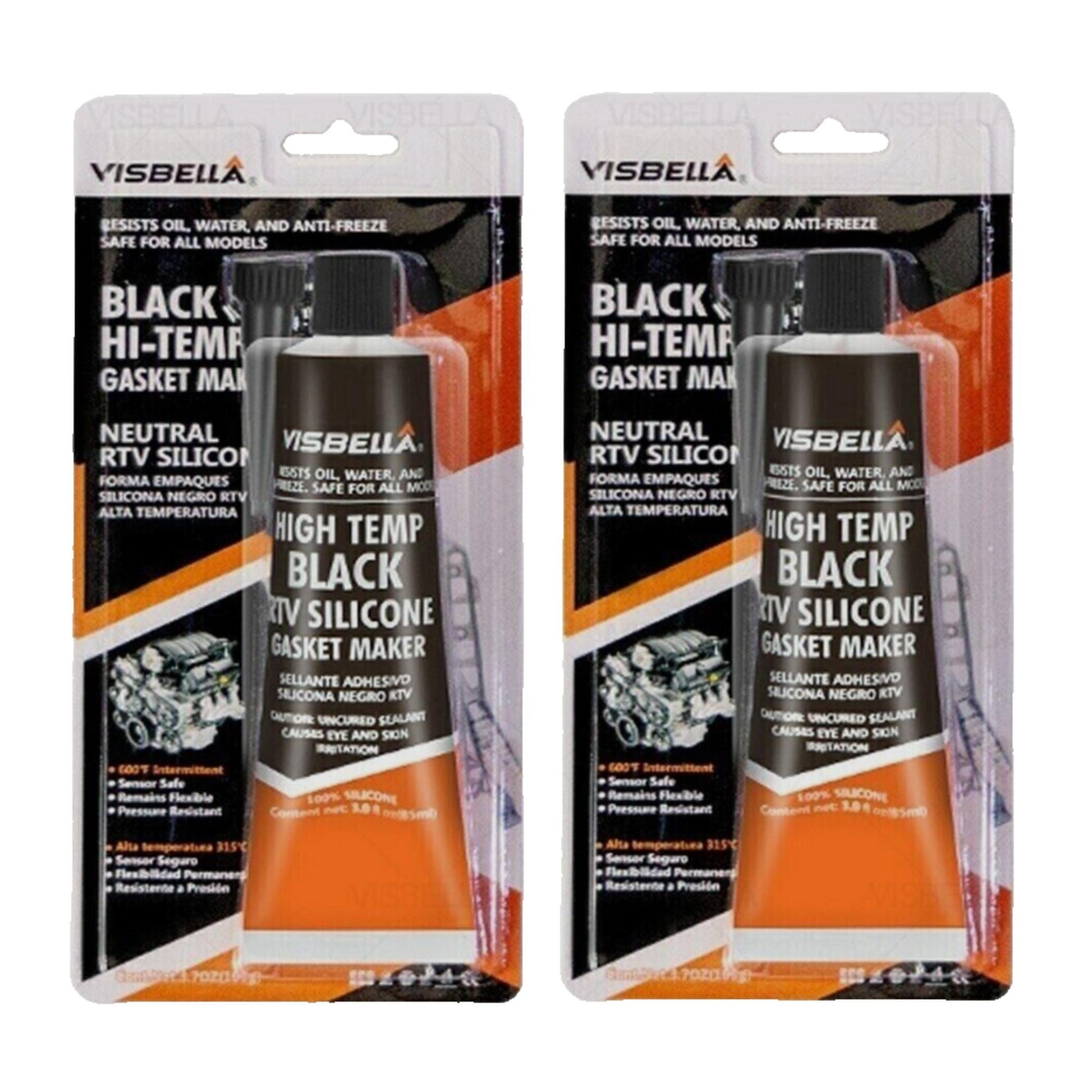 2 x RTV Silicone Instant Gasket Maker black High Temperature Sealant 85G Tube