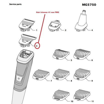 Genuine Cutter Hair Trimmer Head 41mm FMG - for Philips Shaver MG7710 MG5730 MG7715