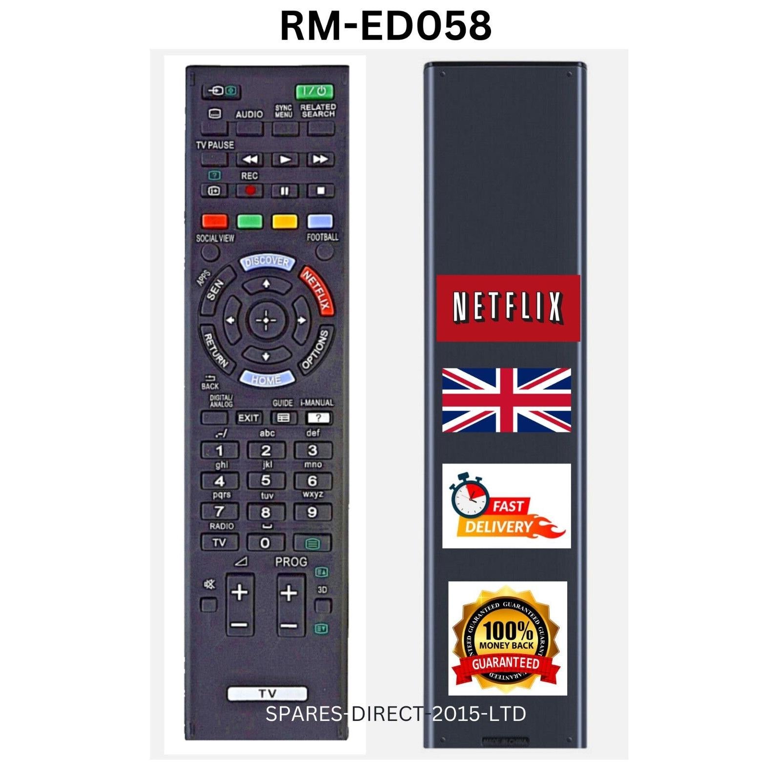 Replacement Remote Control for Sony RM-ED058 RMED058 Sony TVs
