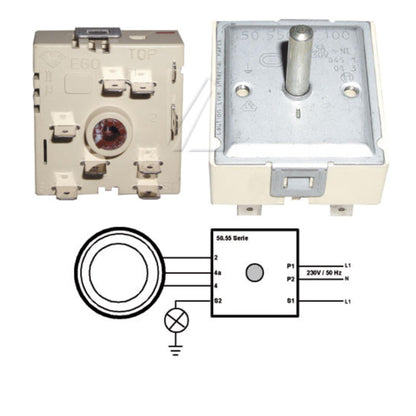 Energy Regulator EGO 50.55021.100 for AEG, Bosch, Elecrolux, Zanussi Oven Cooker