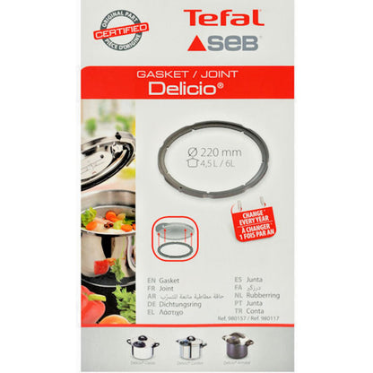 Tefal Delicio 4240 4255 Pressure Cooker Rubber Gasket Seal 220mm 980157 980117