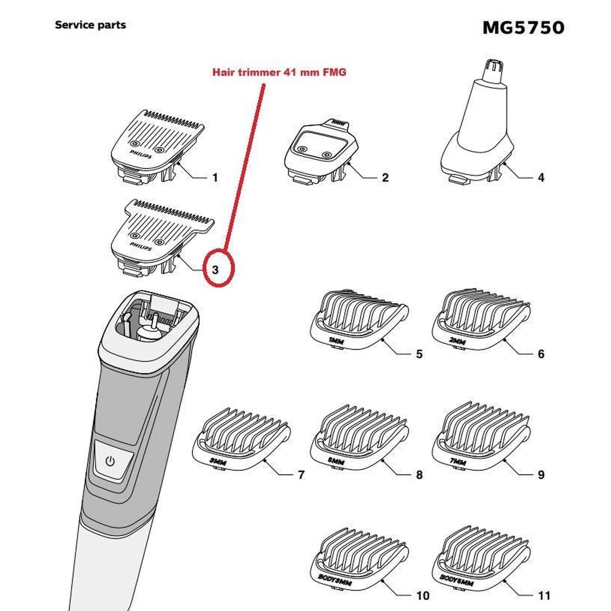 Cutter Hair Trimmer Head 41mm FMG For Philips Shaver MG3720/33