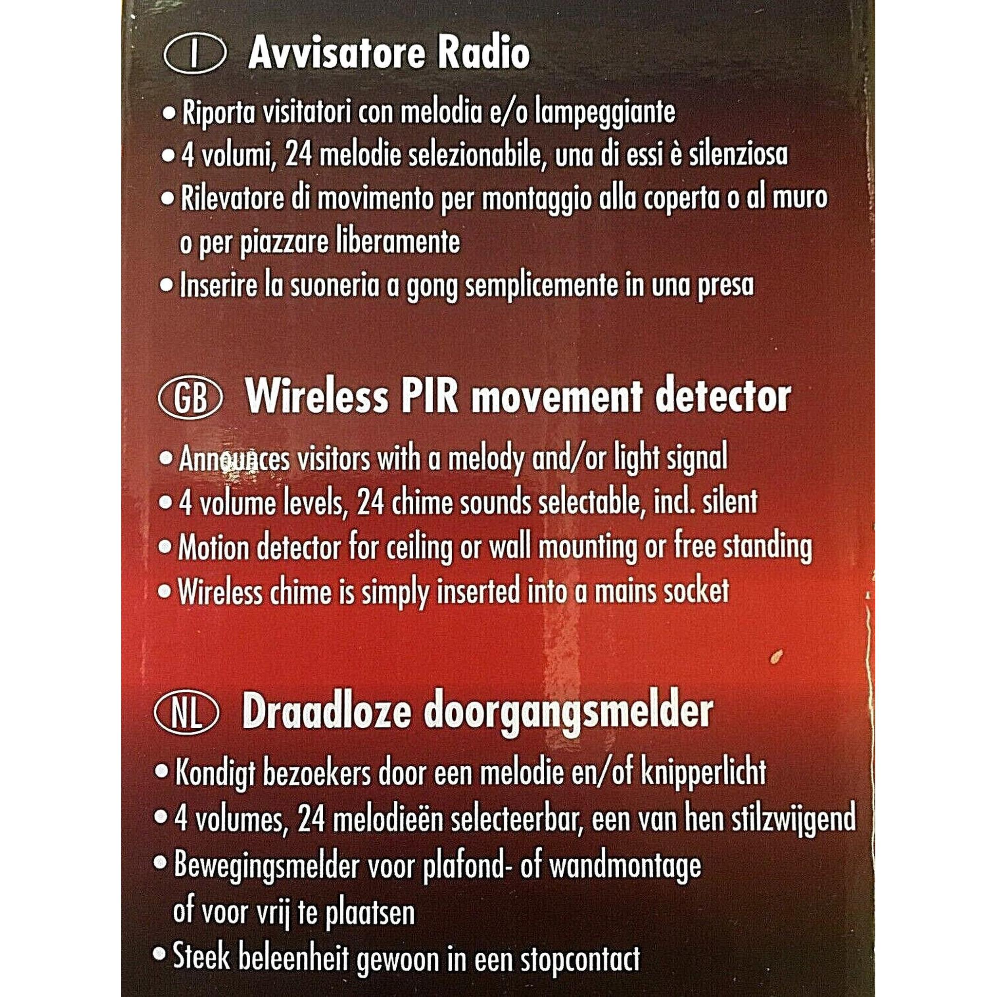 Motion Sensor Detector FD25 White Kit 82 dB 34112 eu PLUG IN AUDIOABLE 24 TUNES