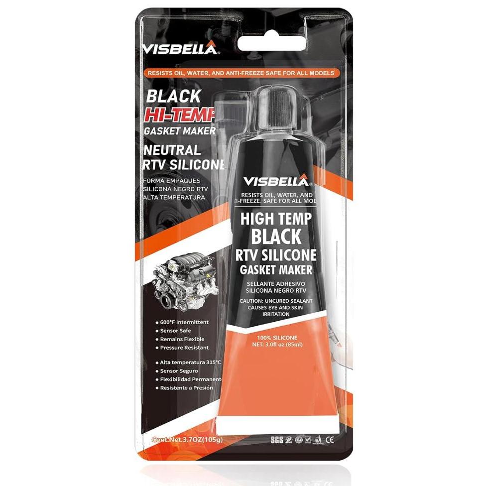 2 x RTV SILICONE INSTANT GASKET MAKER BLACK HIGH TEMP SEALANT 85g